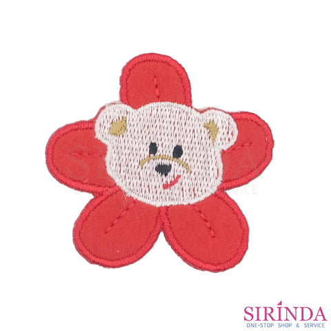 ตัวรีดการ์ตูนหัวหมีดอกไม้ ตัวรีดติดเสื้อ อาร์มปักตกแต่ง DIY EMBROIDERY PATCH (00080405)