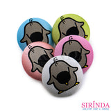 กระดุมปั๊ม กระดุมผ้าทอปั๊มการ์ตูน เพนกวินก้มหน้า Fabric Covered Button (28มิล) (00370004)