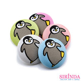 กระดุมปั๊ม กระดุมผ้าทอปั๊มการ์ตูน เพนกวินยกขา Fabric Covered Button (28มิล) (00370005)