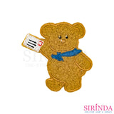 ตัวรีดการ์ตูนหมีถือจดหมาย ตัวรีดติดเสื้อ อาร์มปักตกแต่ง DIY EMBROIDERY PATCH (00080023)