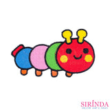 ตัวรีดการ์ตูนหนอนหน้ายิ้ม ตัวรีดติดเสื้อ อาร์มปักตกแต่ง DIY EMBROIDERY PATCH (00080383)