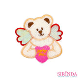 ตัวรีดการ์ตูนหมีมีปีกถือหัวใจ just.for.you ตัวรีดติดเสื้อ อาร์มปักตกแต่ง DIY EMBROIDERY PATCH (00080042)