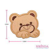 ตัวรีดการ์ตูนหมียิ้มอุ้งเท้า2ข้าง ตัวรีดติดเสื้อ อาร์มปักตกแต่ง DIY EMBROIDERY PATCH (00080032)