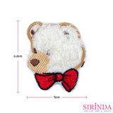 ตัวรีดการ์ตูนหมีหันข้างผูกโบว์ ตัวรีดติดเสื้อ อาร์มปักตกแต่ง DIY EMBROIDERY PATCH (00080030)