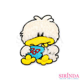 ตัวรีดการ์ตูนเป็ดถือถุงเงิน ตัวรีดติดเสื้อ อาร์มปักตกแต่ง DIY EMBROIDERY PATCH (00080028)