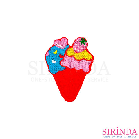ตัวรีดการ์ตูนไอศครีมโคน ตัวรีดติดเสื้อ อาร์มปักตกแต่ง DIY EMBROIDERY PATCH (00080013)