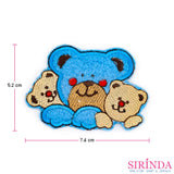 ตัวรีดการ์ตูนหมีแม่ลูกแฝด ตัวรีดติดเสื้อ อาร์มปักตกแต่ง DIY EMBROIDERY PATCH (00080018)