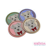 ตัวรีดการ์ตูนหมาผูกโบว์ Schnauzer ตัวรีดติดเสื้อ อาร์มทอตกแต่ง DIY WOVEN LABEL PATCH (00320022)