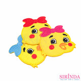 ตัวรีดการ์ตูนเป็ดยิ้มผูกโบว์ ตัวรีดติดเสื้อ อาร์มปักตกแต่ง DIY EMBROIDERY PATCH (00080402)