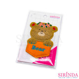 ตัวรีดการ์ตูนหมีถือป้ายBear ตัวรีดติดเสื้อ อาร์มปักตกแต่ง DIY EMBROIDERY PATCH (00080040)