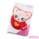 ตัวรีดการ์ตูนแมวตาแป๋วในถ้วย ตัวรีดติดเสื้อ อาร์มปักตกแต่ง DIY EMBROIDERY PATCH (00080486)