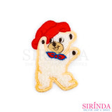 ตัวรีดการ์ตูนหมีใส่หมวก ตัวรีดติดเสื้อ อาร์มปักตกแต่ง DIY EMBROIDERY PATCH (00080037)