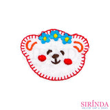 ตัวรีดการ์ตูนหมีตาขีดแก้มแดงมงกุฎดอกไม้ ตัวรีดติดเสื้อ อาร์มปักตกแต่ง DIY EMBROIDERY PATCH (00080039)