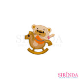 ตัวรีดการ์ตูนหมีเล่นม้าโยก ตัวรีดติดเสื้อ อาร์มปักตกแต่ง DIY EMBROIDERY PATCH (00080029)