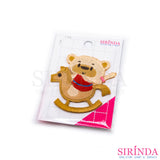 ตัวรีดการ์ตูนหมีเล่นม้าโยก ตัวรีดติดเสื้อ อาร์มปักตกแต่ง DIY EMBROIDERY PATCH (00080029)