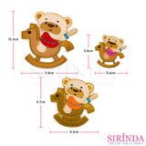 ตัวรีดการ์ตูนหมีเล่นม้าโยก ตัวรีดติดเสื้อ อาร์มปักตกแต่ง DIY EMBROIDERY PATCH (00080029)