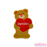 ตัวรีดการ์ตูนหมีอุ้มหัวใจCongratulation ตัวรีดติดเสื้อ อาร์มปักตกแต่ง DIY EMBROIDERY PATCH (00080016)