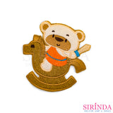 ตัวรีดการ์ตูนหมีเล่นม้าโยก ตัวรีดติดเสื้อ อาร์มปักตกแต่ง DIY EMBROIDERY PATCH (00080029)