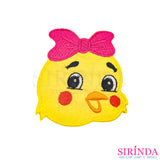 ตัวรีดการ์ตูนเป็ดยิ้มผูกโบว์ ตัวรีดติดเสื้อ อาร์มปักตกแต่ง DIY EMBROIDERY PATCH (00080402)