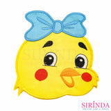 ตัวรีดการ์ตูนเป็ดยิ้มผูกโบว์ ตัวรีดติดเสื้อ อาร์มปักตกแต่ง DIY EMBROIDERY PATCH (00080402)