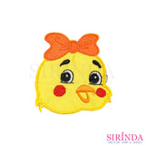 ตัวรีดการ์ตูนเป็ดยิ้มผูกโบว์ ตัวรีดติดเสื้อ อาร์มปักตกแต่ง DIY EMBROIDERY PATCH (00080402)