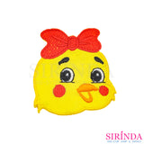 ตัวรีดการ์ตูนเป็ดยิ้มผูกโบว์ ตัวรีดติดเสื้อ อาร์มปักตกแต่ง DIY EMBROIDERY PATCH (00080402)