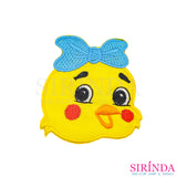 ตัวรีดการ์ตูนเป็ดยิ้มผูกโบว์ ตัวรีดติดเสื้อ อาร์มปักตกแต่ง DIY EMBROIDERY PATCH (00080402)