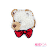 ตัวรีดการ์ตูนหมีหันข้างผูกโบว์ ตัวรีดติดเสื้อ อาร์มปักตกแต่ง DIY EMBROIDERY PATCH (00080030)