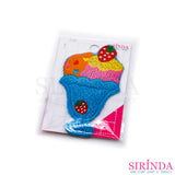 ตัวรีดการ์ตูนไอศครีมถ้วยสูง ตัวรีดติดเสื้อ อาร์มปักตกแต่ง DIY EMBROIDERY PATCH (00080012)