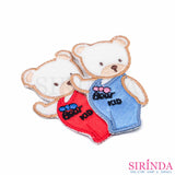 ตัวรีดการ์ตูนหมีโบกมือ BEAR KID ตัวรีดติดเสื้อ อาร์มปักตกแต่ง DIY EMBROIDERY PATCH (00080378)