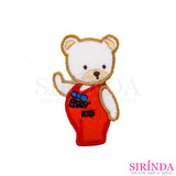 ตัวรีดการ์ตูนหมีโบกมือ BEAR KID ตัวรีดติดเสื้อ อาร์มปักตกแต่ง DIY EMBROIDERY PATCH (00080378)