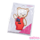 ตัวรีดการ์ตูนหมีโบกมือ BEAR KID ตัวรีดติดเสื้อ อาร์มปักตกแต่ง DIY EMBROIDERY PATCH (00080378)