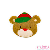 ตัวรีดการ์ตูนหมีใส่หมวกแก๊ป ตัวรีดติดเสื้อ อาร์มปักตกแต่ง DIY EMBROIDERY PATCH (00080043)