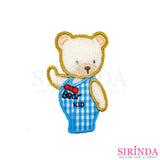 ตัวรีดการ์ตูนหมีโบกมือ BEAR KID ตัวรีดติดเสื้อ อาร์มปักตกแต่ง DIY EMBROIDERY PATCH (00080378)