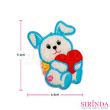 ตัวรีดการ์ตูนกระต่ายอุ้มหัวใจ ตัวรีดติดเสื้อ อาร์มปักตกแต่ง DIY EMBROIDERY PATCH (00080024)