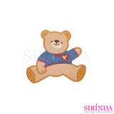 ตัวรีดการ์ตูนหมีนั่งชูมือ ตัวรีดติดเสื้อ อาร์มปักตกแต่ง DIY EMBROIDERY PATCH (00080443)