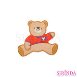ตัวรีดการ์ตูนหมีนั่งชูมือ ตัวรีดติดเสื้อ อาร์มปักตกแต่ง DIY EMBROIDERY PATCH (00080443)