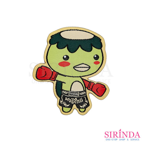 ตัวรีดการ์ตูนกับปะมวยไทย ตัวรีดติดเสื้อ อาร์มทอตกแต่ง DIY WOVEN LABEL PATCH (00320016)