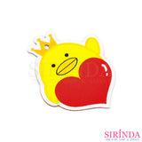 ตัวรีดการ์ตูนลูกเจี๊ยบหัวใจมงกุฎ Valentine ตัวรีดติดเสื้อ อาร์มทอตกแต่ง DIY WOVEN LABEL PATCH (00320009)