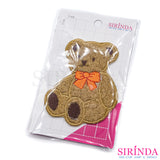 ตัวรีดการ์ตูนหมีนั่งผูกโบว์ ตัวรีดติดเสื้อ อาร์มปักตกแต่ง DIY EMBROIDERY PATCH (00080448)