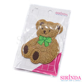 ตัวรีดการ์ตูนหมีนั่งผูกโบว์ ตัวรีดติดเสื้อ อาร์มปักตกแต่ง DIY EMBROIDERY PATCH (00080448)