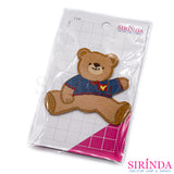 ตัวรีดการ์ตูนหมีนั่งชูมือ ตัวรีดติดเสื้อ อาร์มปักตกแต่ง DIY EMBROIDERY PATCH (00080443)