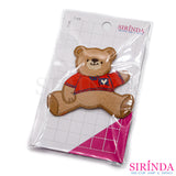 ตัวรีดการ์ตูนหมีนั่งชูมือ ตัวรีดติดเสื้อ อาร์มปักตกแต่ง DIY EMBROIDERY PATCH (00080443)