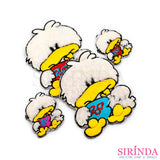 ตัวรีดการ์ตูนเป็ดถือถุงเงิน ตัวรีดติดเสื้อ อาร์มปักตกแต่ง DIY EMBROIDERY PATCH (00080028)