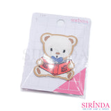 ตัวรีดการ์ตูนหมีอ่านหนังสือ ตัวรีดติดเสื้อ อาร์มปักตกแต่ง DIY EMBROIDERY PATCH (00080423)