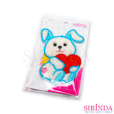 ตัวรีดการ์ตูนกระต่ายอุ้มหัวใจ ตัวรีดติดเสื้อ อาร์มปักตกแต่ง DIY EMBROIDERY PATCH (00080024)