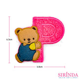 ตัวรีดการ์ตูนหมีเกาะตัวP ตัวรีดติดเสื้อ อาร์มปักตกแต่ง DIY EMBROIDERY PATCH (00080004)