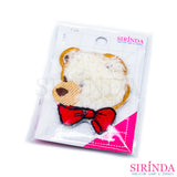 ตัวรีดการ์ตูนหมีหันข้างผูกโบว์ ตัวรีดติดเสื้อ อาร์มปักตกแต่ง DIY EMBROIDERY PATCH (00080030)