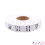 ป้ายพิมพ์ 2 ซม. สีขาวพิมพ์ดำ 100% RAYON,ซักรีด,MADE IN THAILAND-00040003002