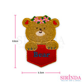 ตัวรีดการ์ตูนหมีถือป้ายBear ตัวรีดติดเสื้อ อาร์มปักตกแต่ง DIY EMBROIDERY PATCH (00080040)